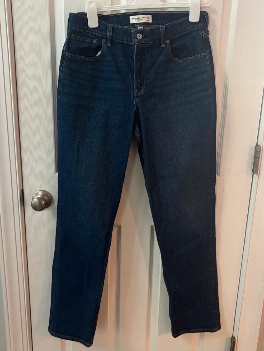 Abercrombie & Fitch Curve Love The '90s Straight Mid Rise Jeans 29 Long Blue